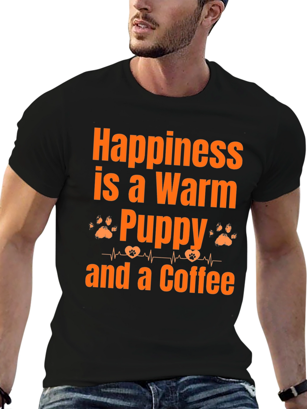 Warm Puppy and Coffee Graphic T-Shirt