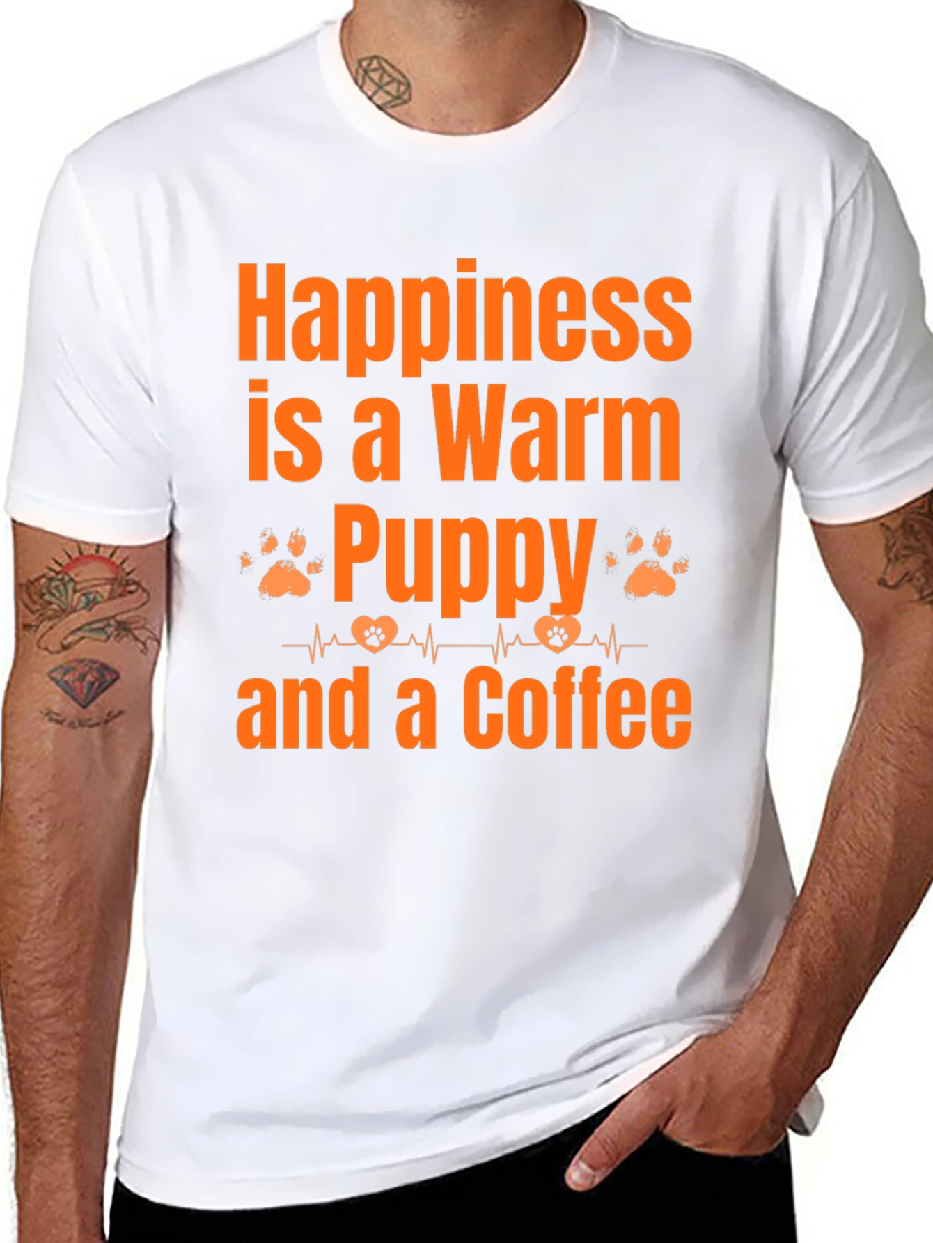 Warm Puppy and Coffee Graphic T-Shirt