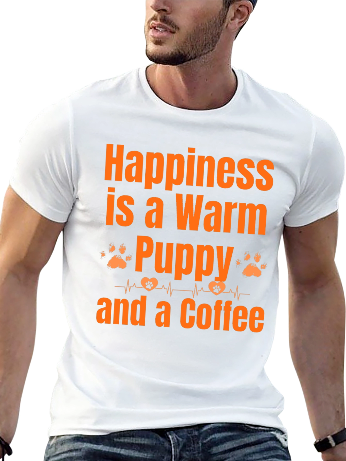 Warm Puppy and Coffee Graphic T-Shirt