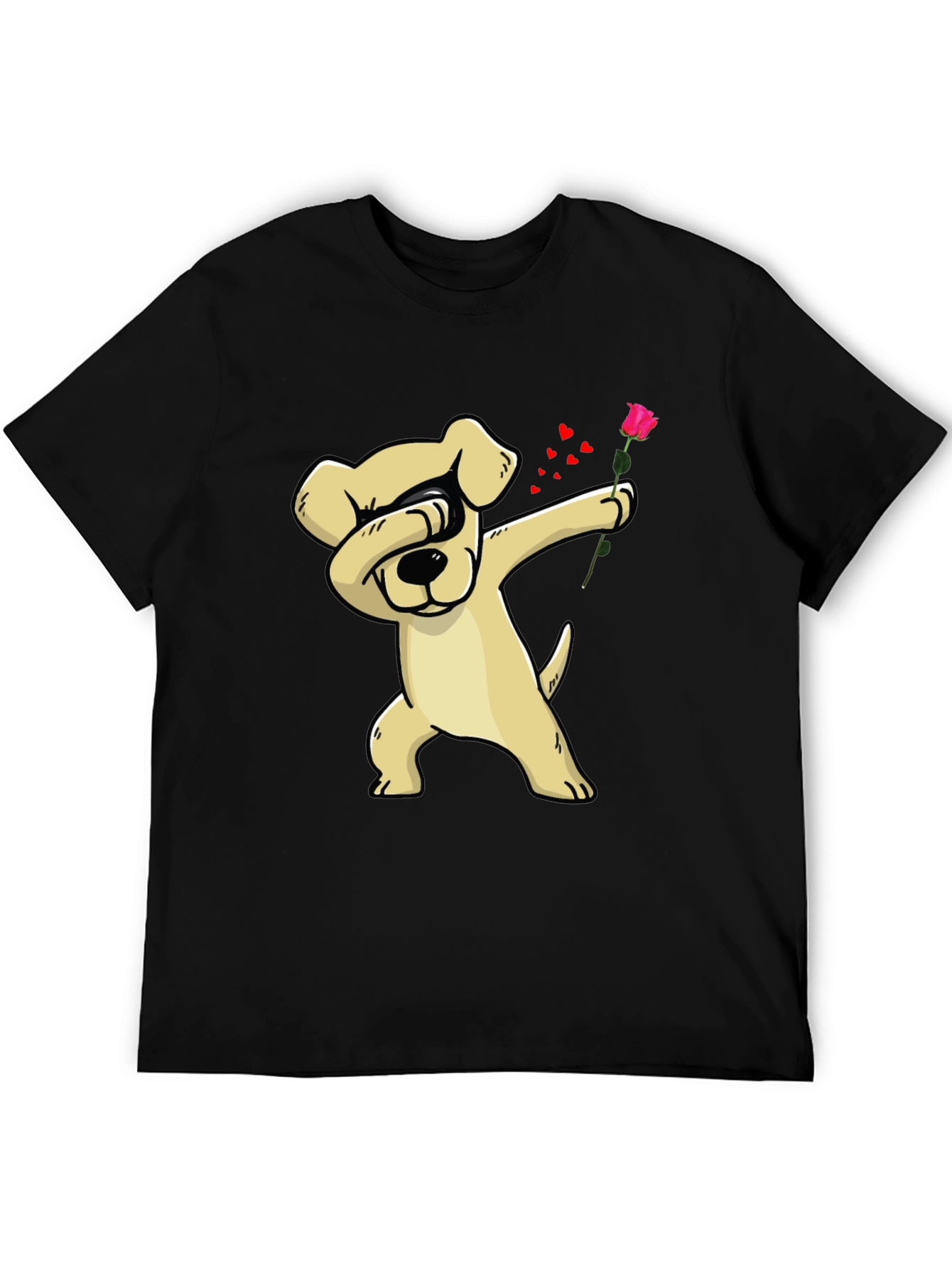 Dabbing Dog Rose Valentines Day T-Shirt