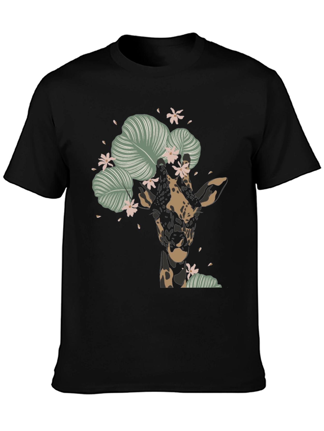 Floral Giraffe Graphic Tee - Unique Animal T-Shirt