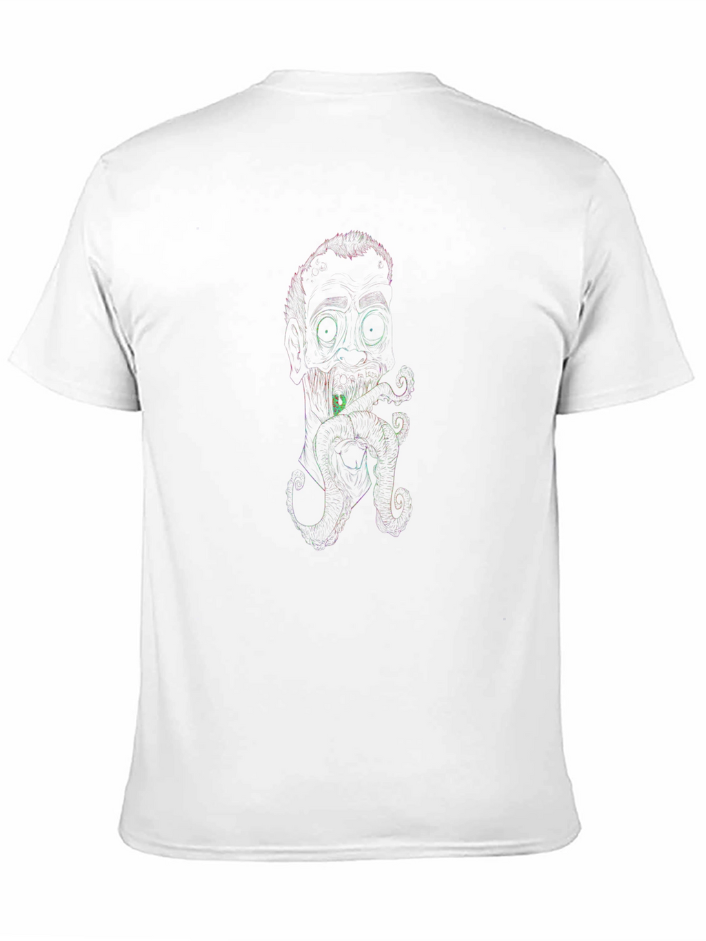 Neon Line Art Octopus Man Black T-Shirt