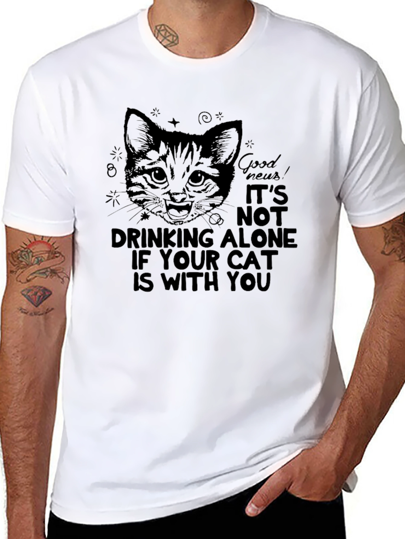Cat Drinking Alone T-Shirt