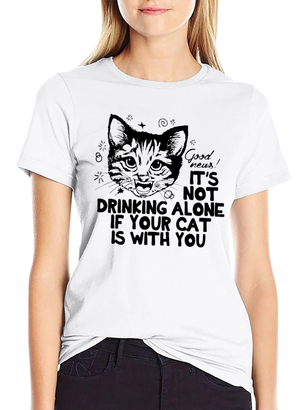 Cat Drinking Alone T-Shirt