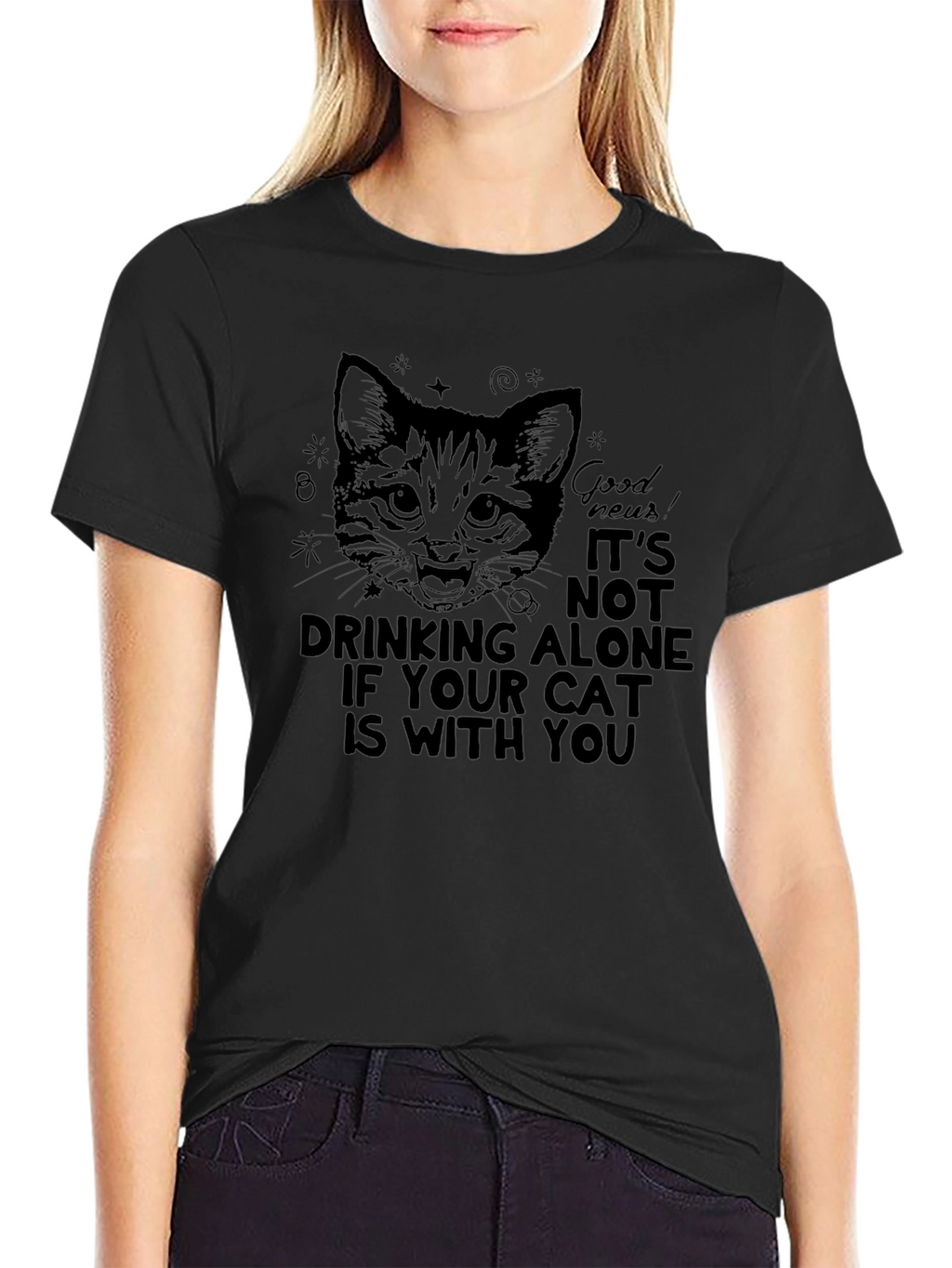 Cat Drinking Alone T-Shirt