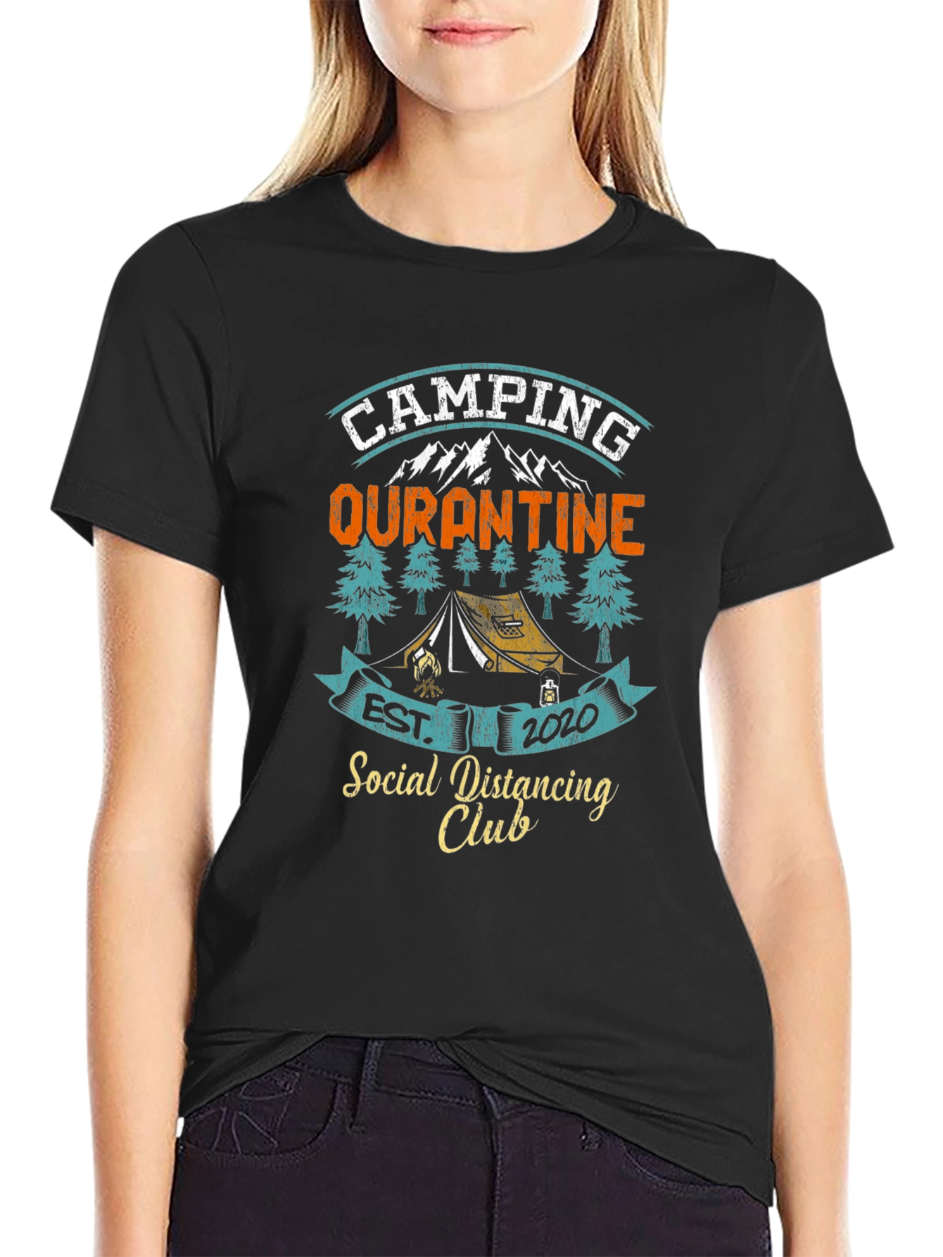 Camping Quarantine Social Distancing Club T-Shirt