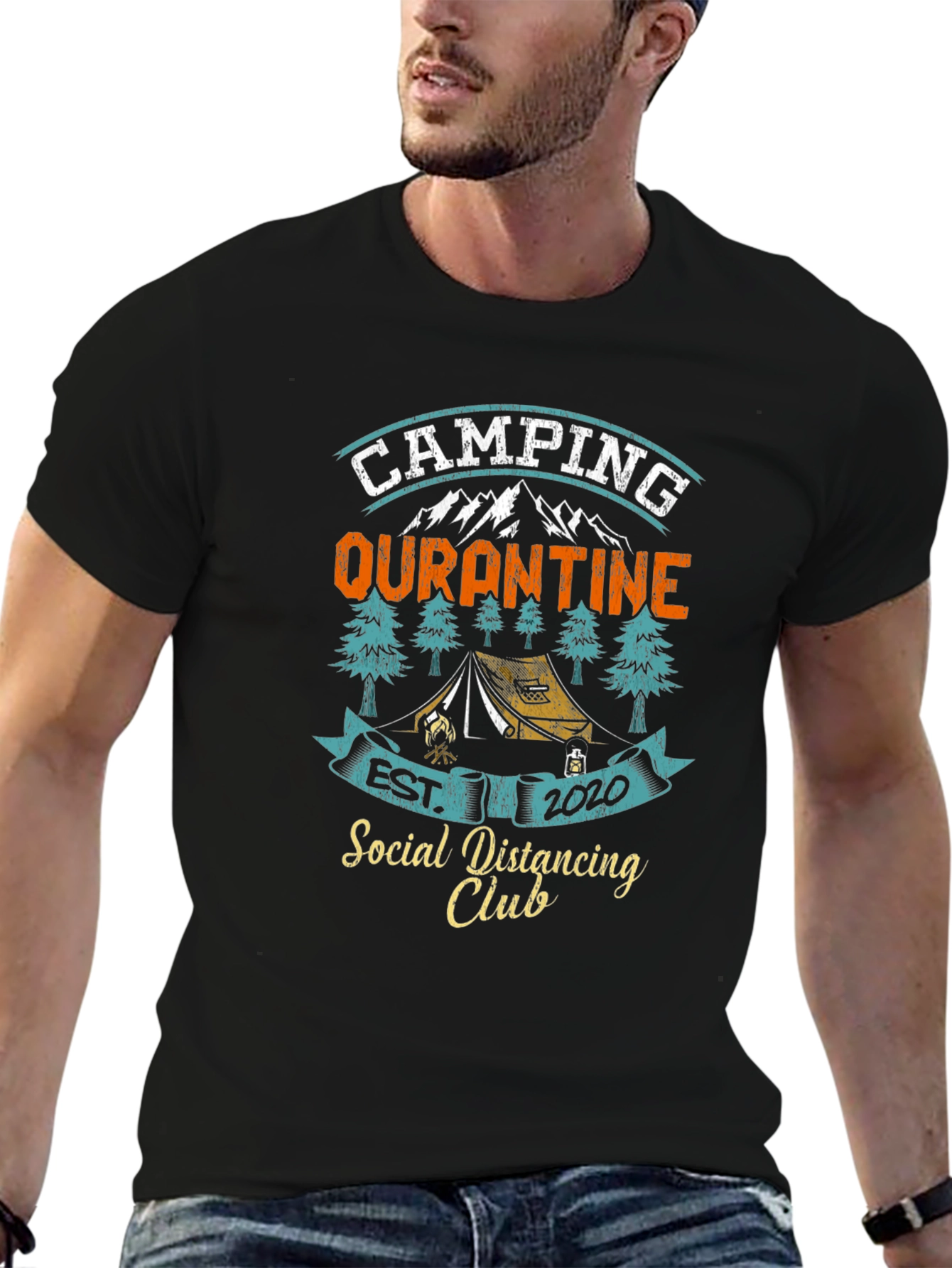 Camping Quarantine Social Distancing Club T-Shirt