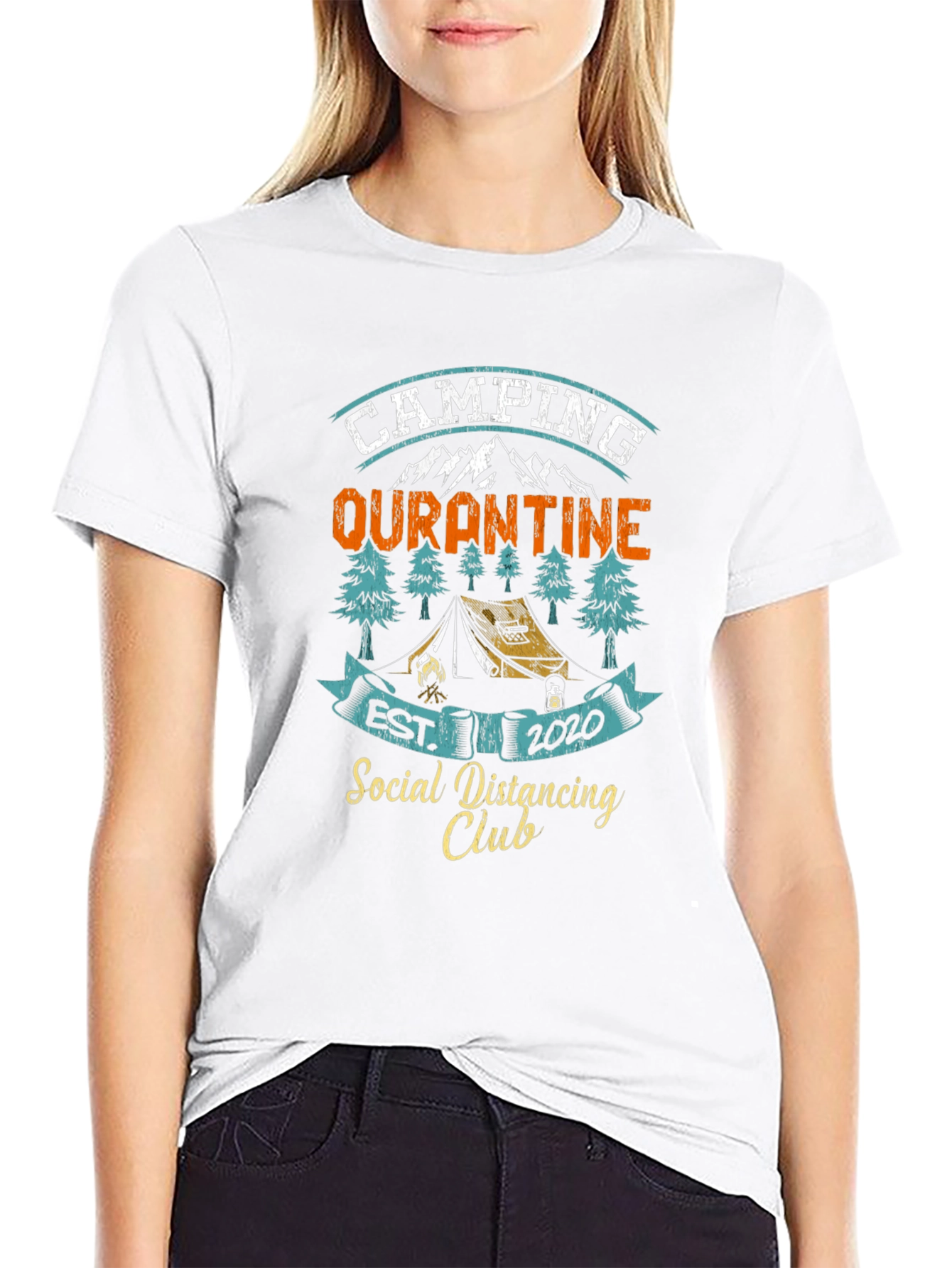 Camping Quarantine Social Distancing Club T-Shirt