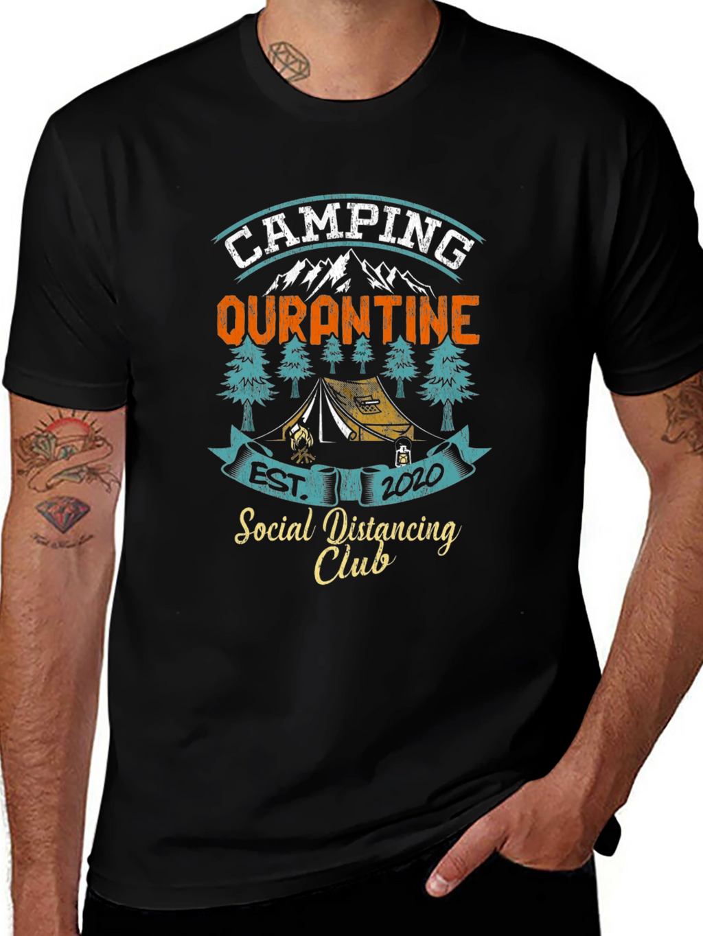 Camping Quarantine Social Distancing Club T-Shirt