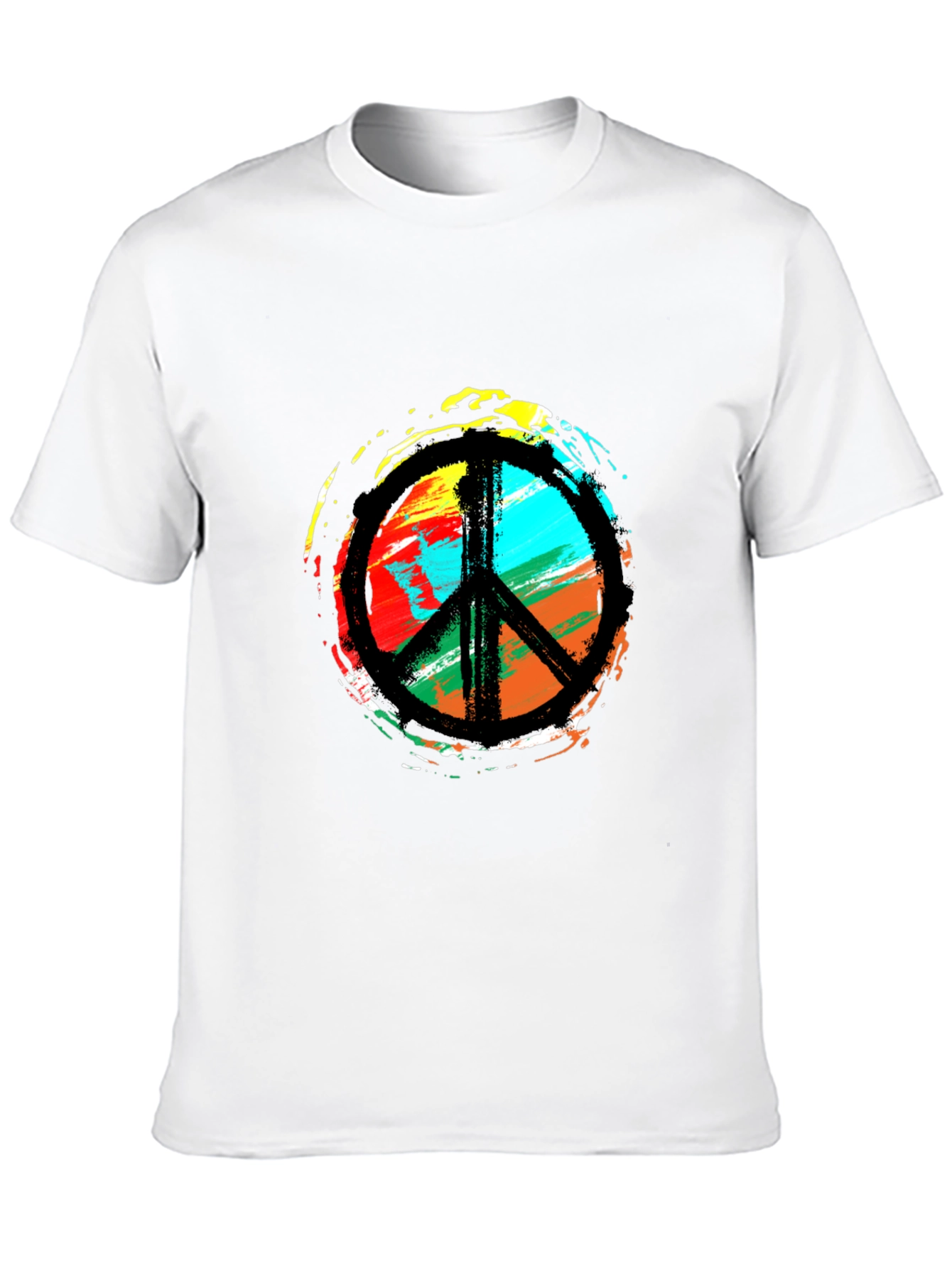Peace Sign Black T-Shirt - Colorful Hippie Design