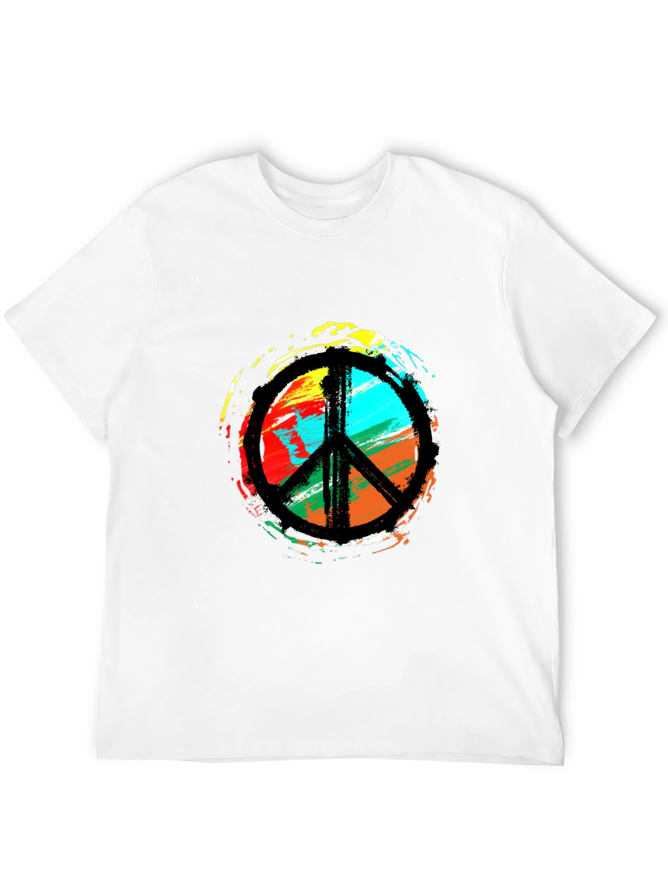 Peace Sign Black T-Shirt - Colorful Hippie Design