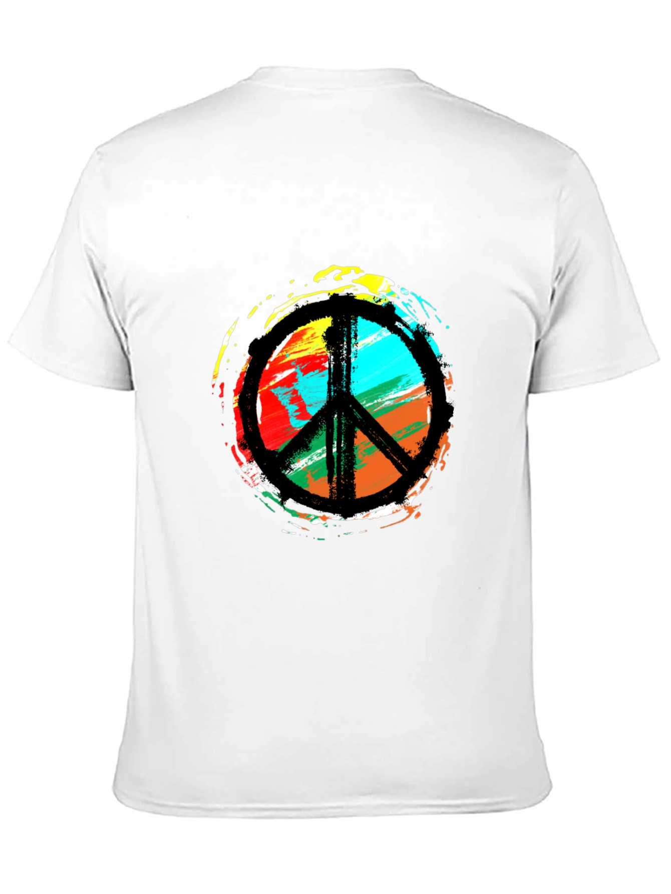 Peace Sign Black T-Shirt - Colorful Hippie Design