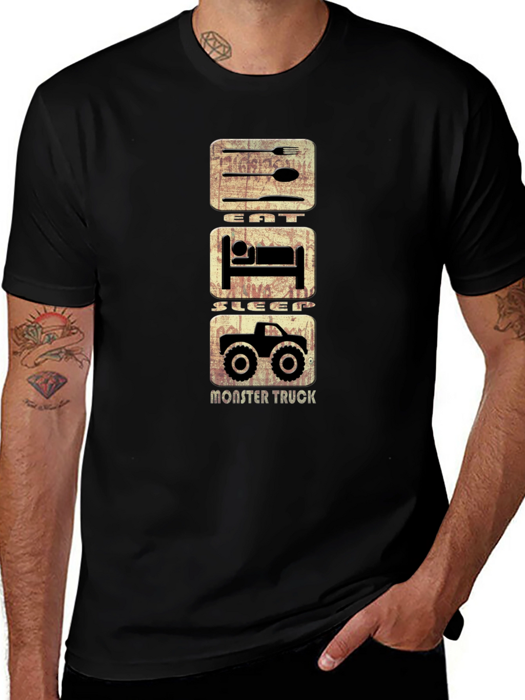 Eat Sleep Monster Truck T-Shirt - Black Cotton Tee