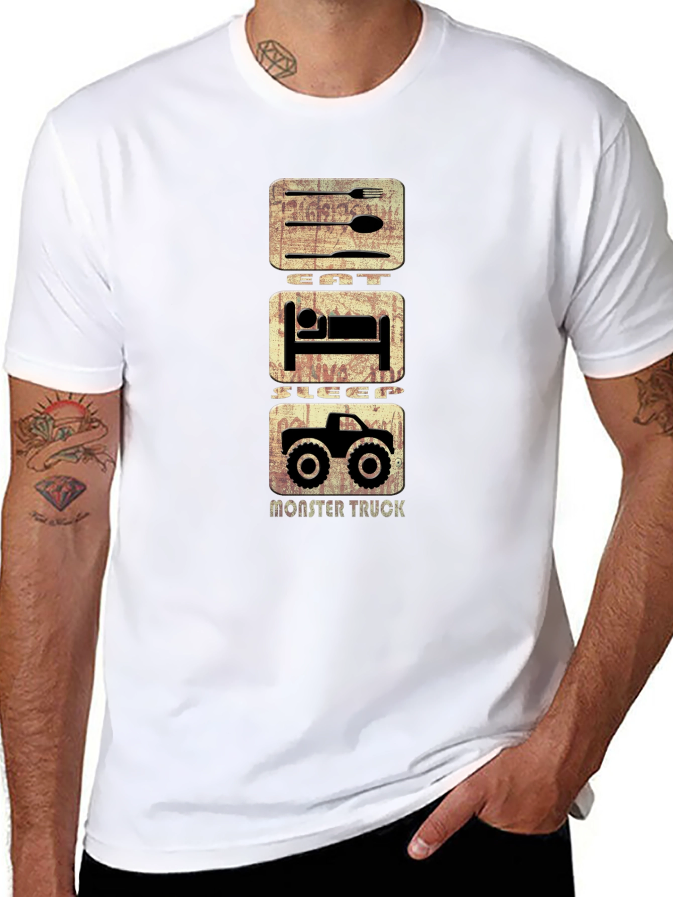 Eat Sleep Monster Truck T-Shirt - Black Cotton Tee