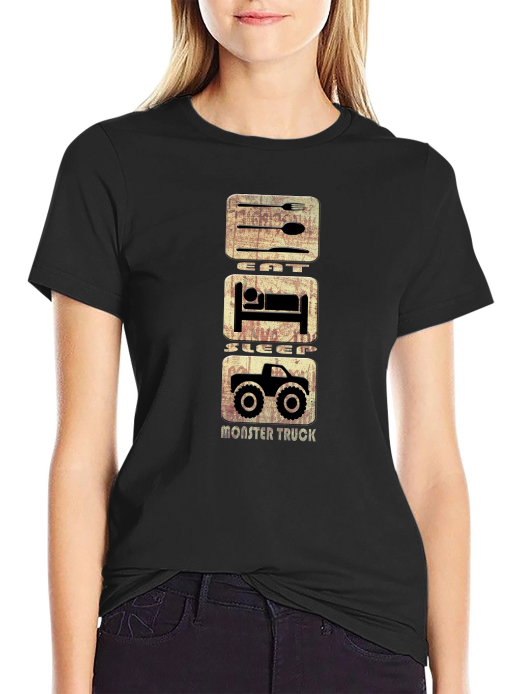 Eat Sleep Monster Truck T-Shirt - Black Cotton Tee