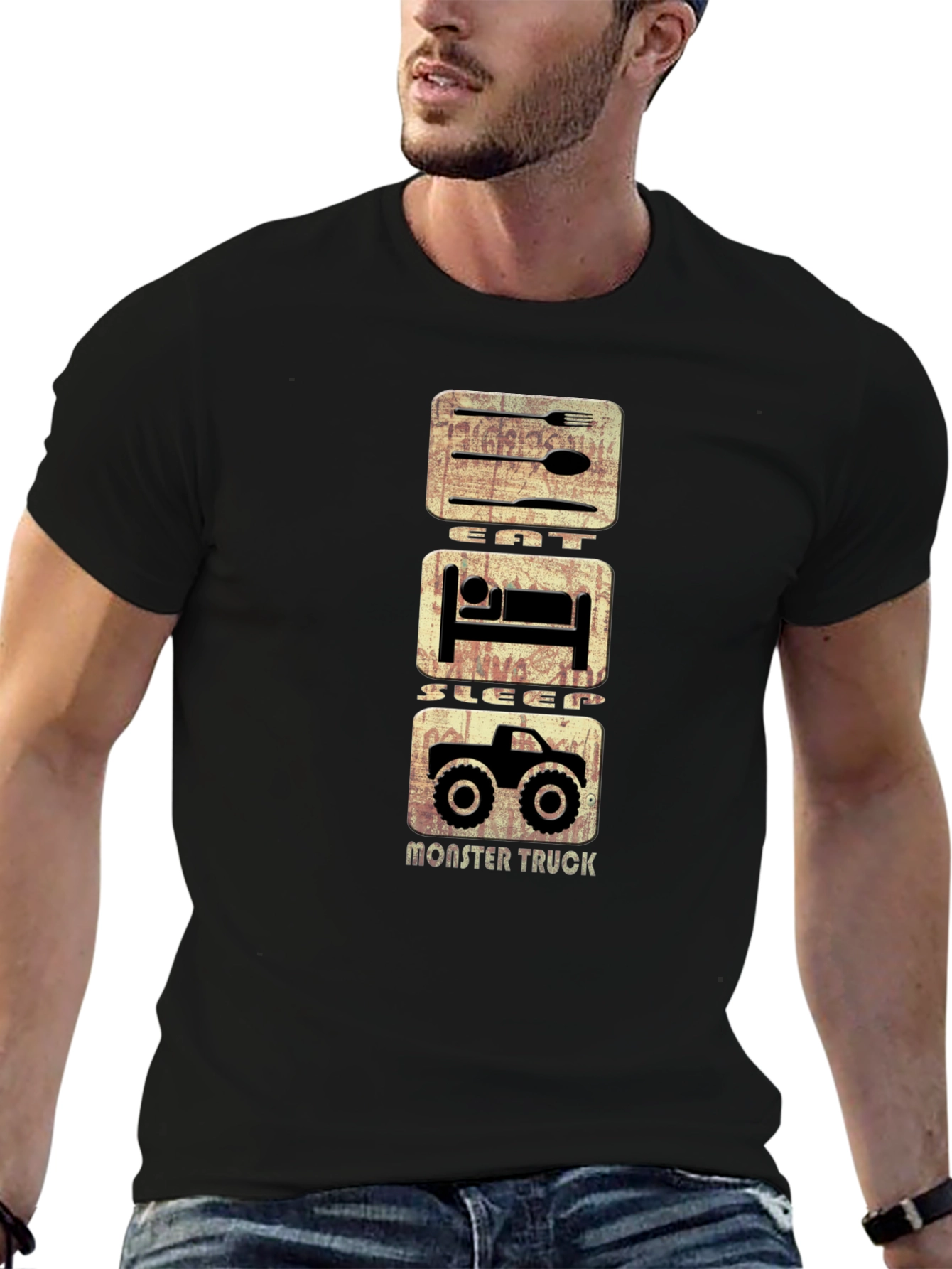 Eat Sleep Monster Truck T-Shirt - Black Cotton Tee