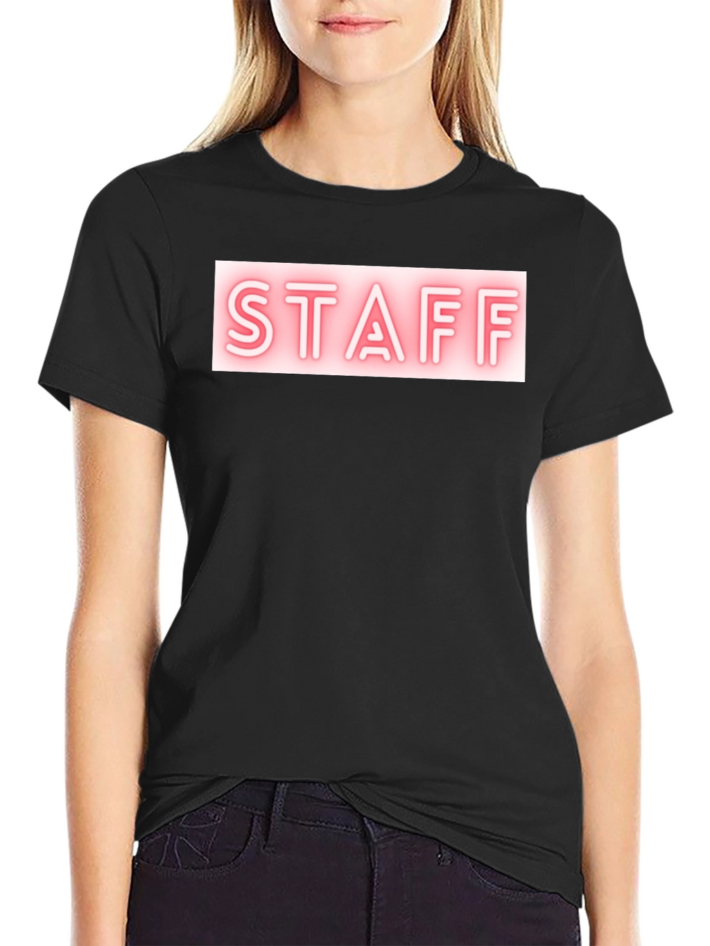 Staff Neon Sign Black T-Shirt