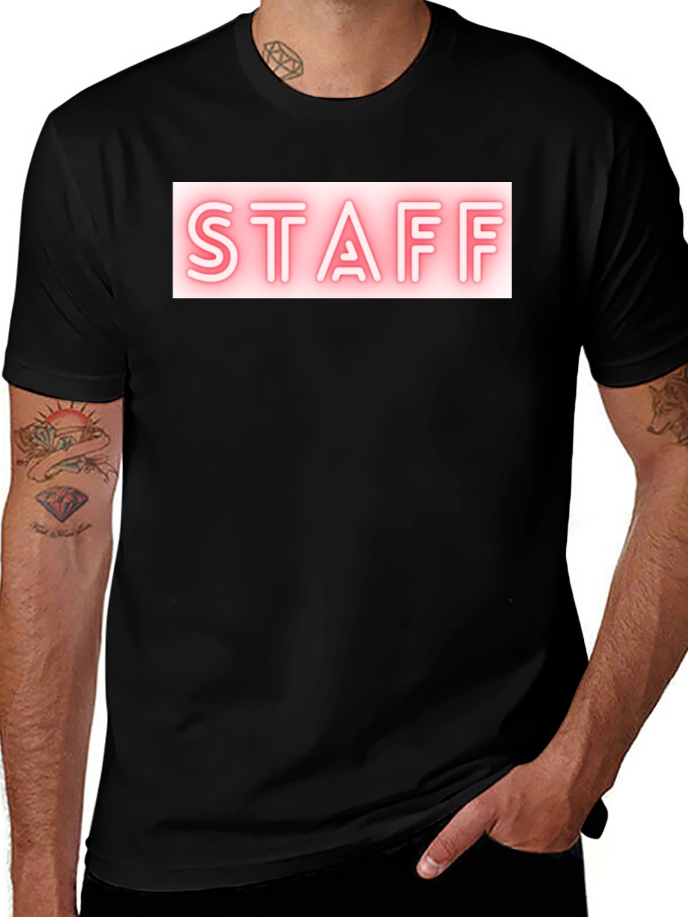 Staff Neon Sign Black T-Shirt