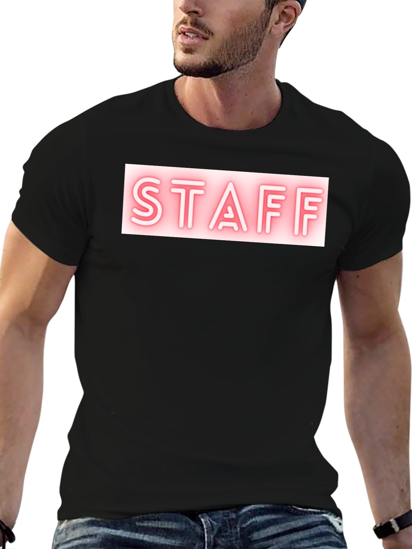 Staff Neon Sign Black T-Shirt