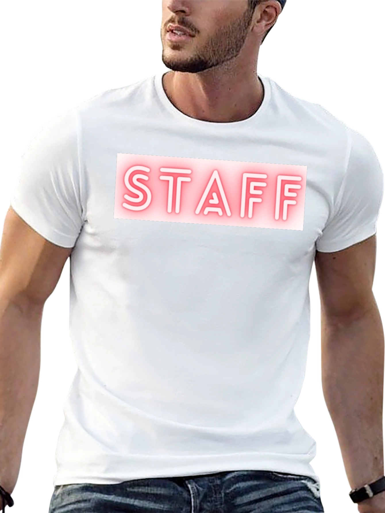 Staff Neon Sign Black T-Shirt