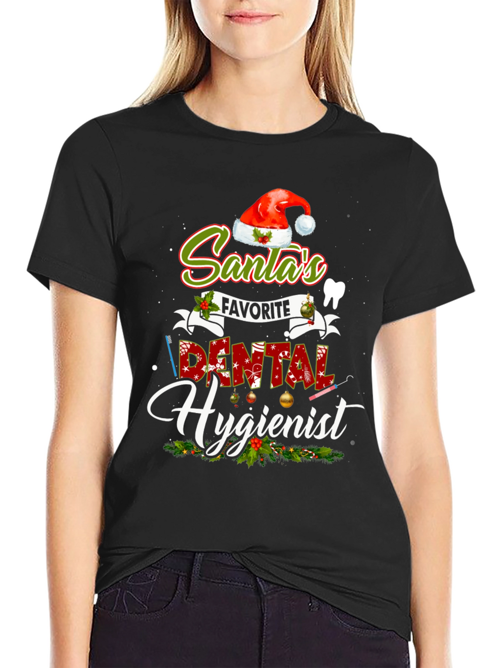 Santas Favorite Dental Hygienist Christmas T-Shirt