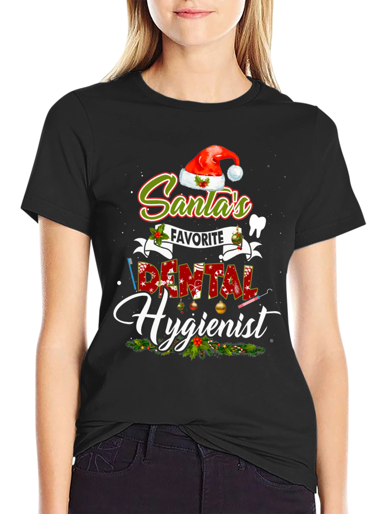 Santas Favorite Dental Hygienist Christmas T-Shirt