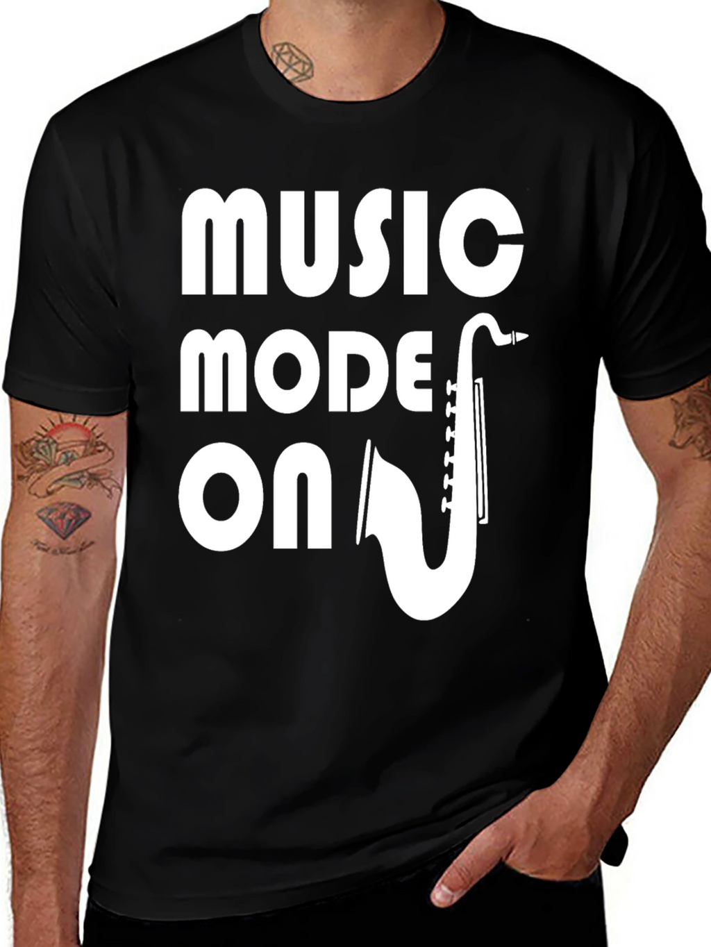 Music Mode ON T-Shirt - Saxophone Design