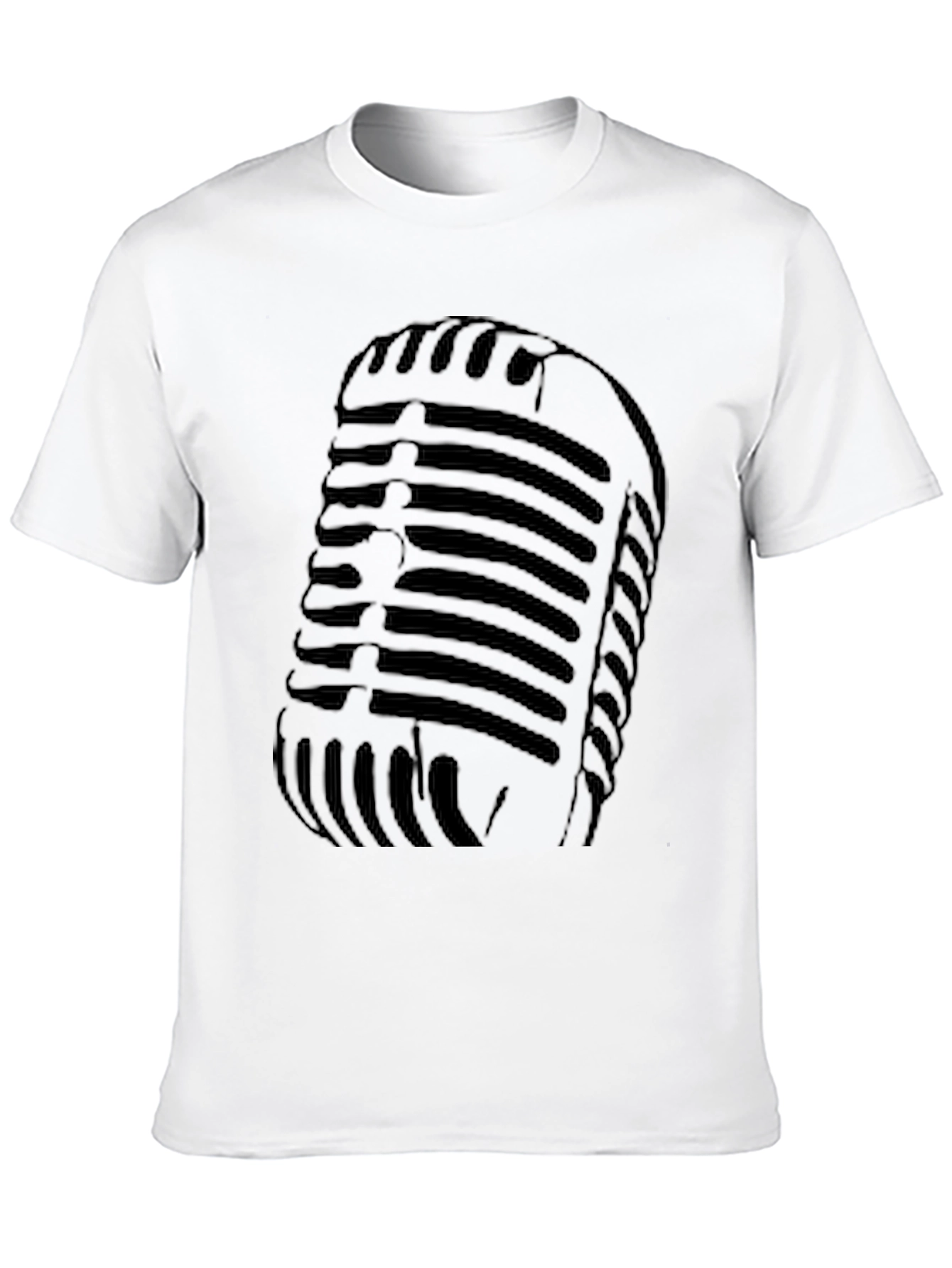 Vintage Microphone Graphic Tee - Retro Style Black T-Shirt