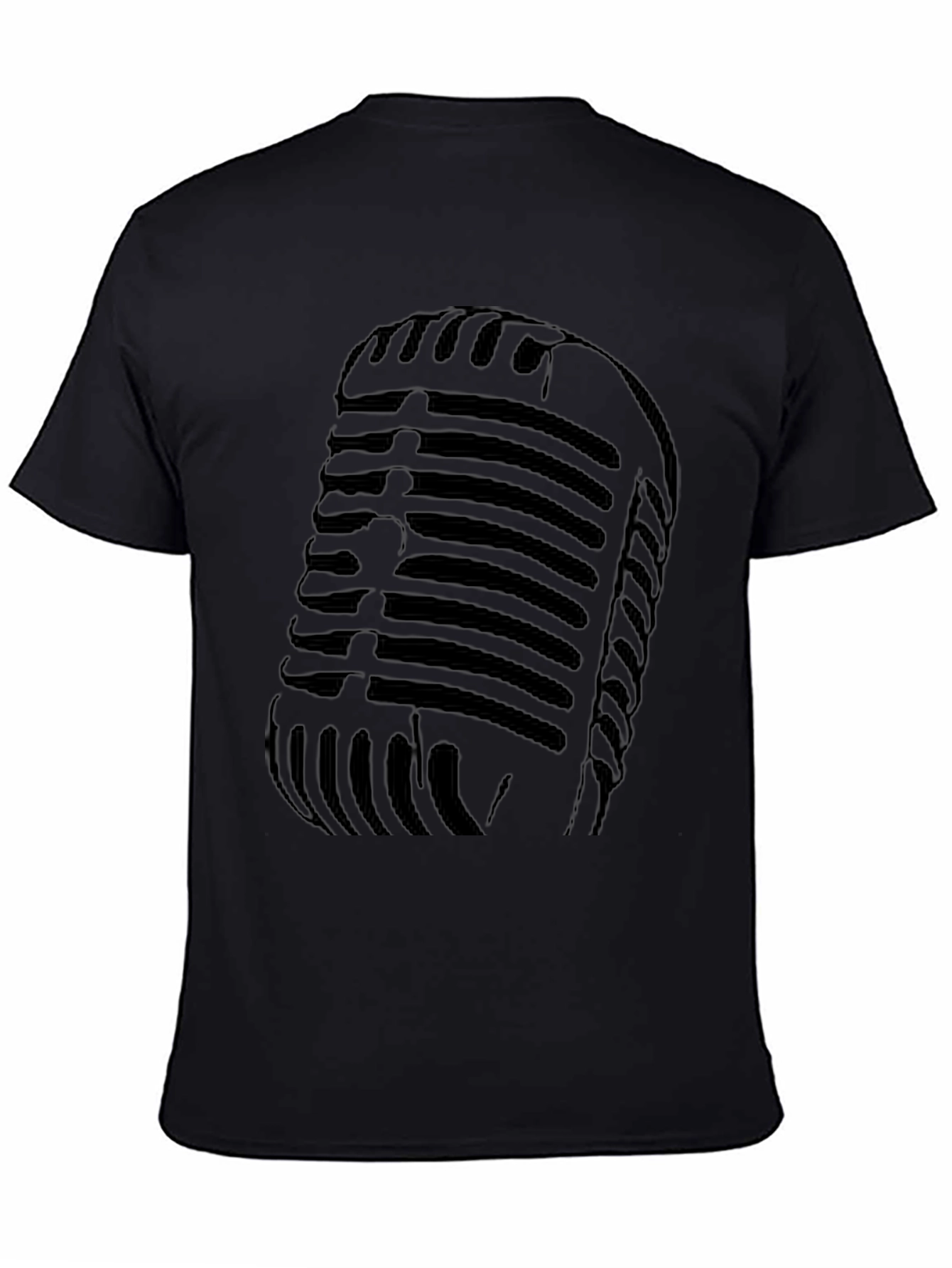 Vintage Microphone Graphic Tee - Retro Style Black T-Shirt