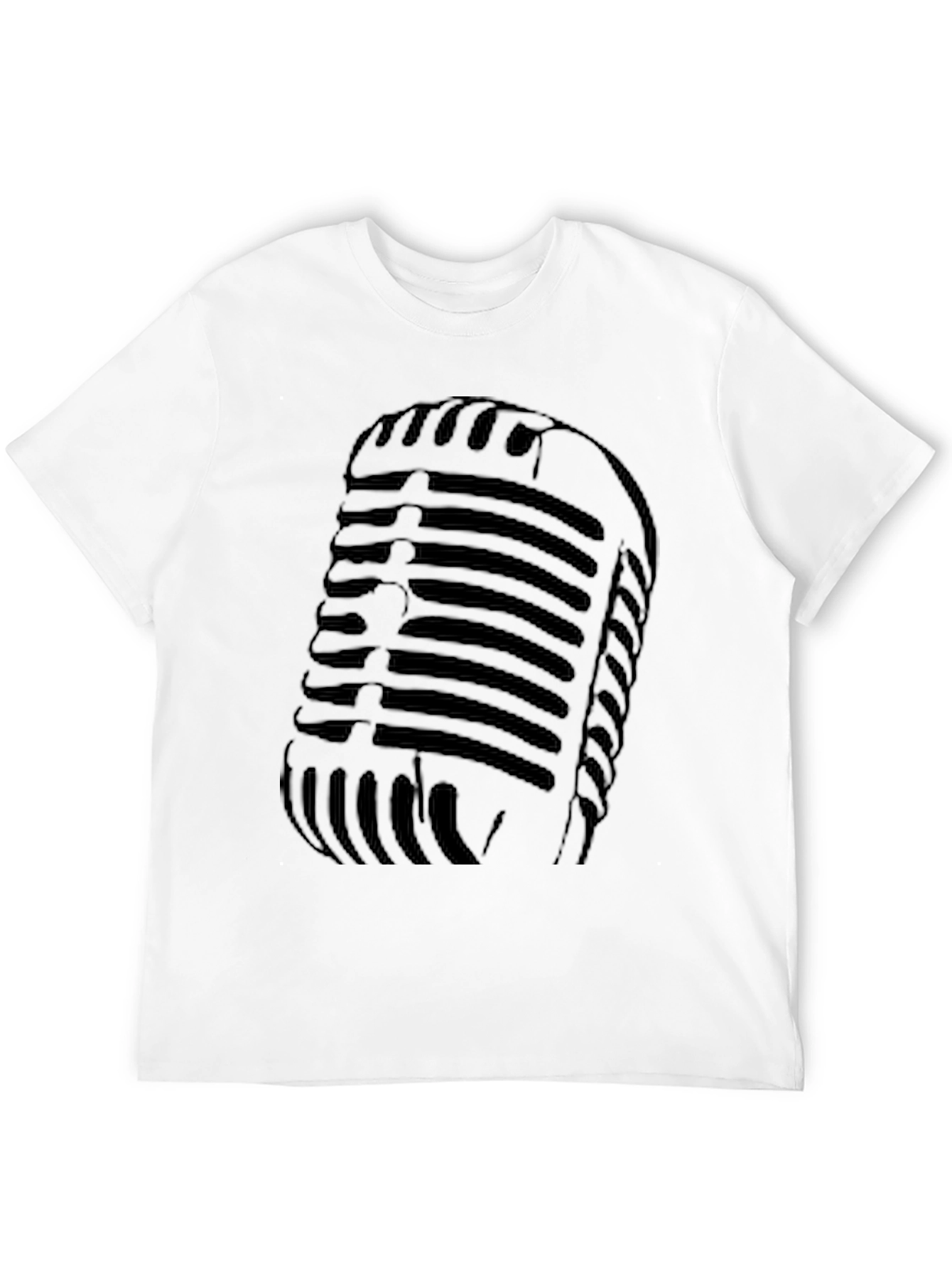 Vintage Microphone Graphic Tee - Retro Style Black T-Shirt