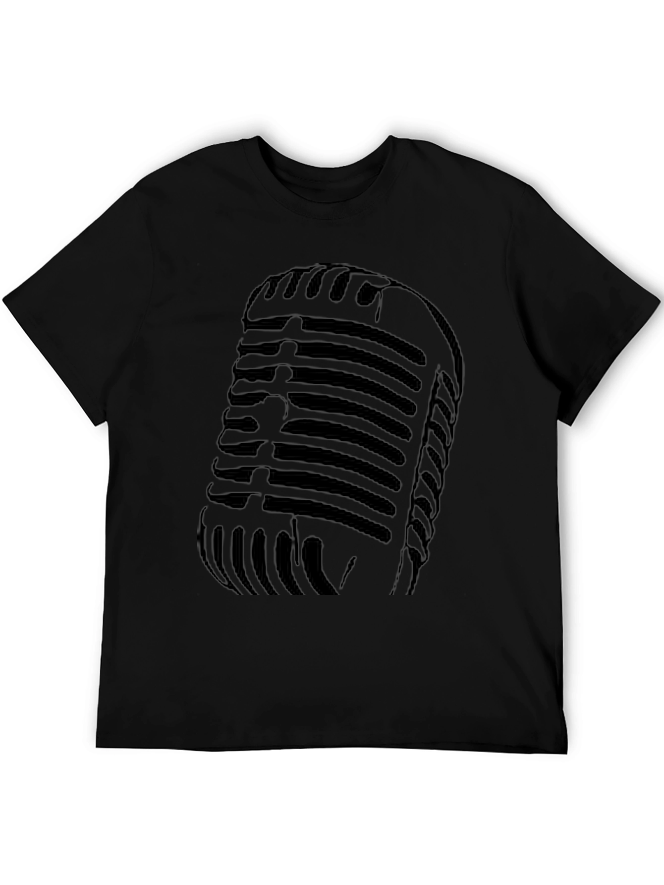 Vintage Microphone Graphic Tee - Retro Style Black T-Shirt
