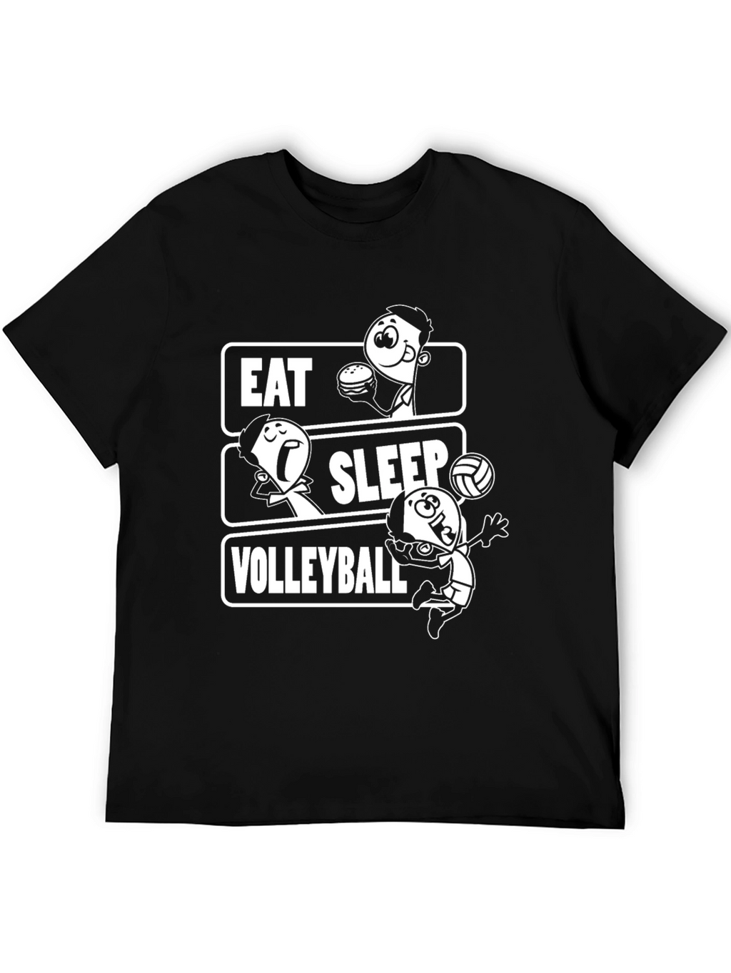 Eat Sleep Volleyball Black Graphic Tee