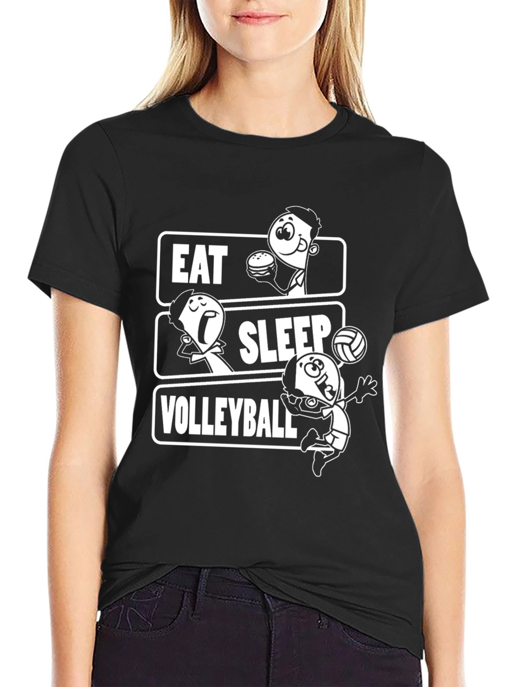 Eat Sleep Volleyball Black Graphic Tee