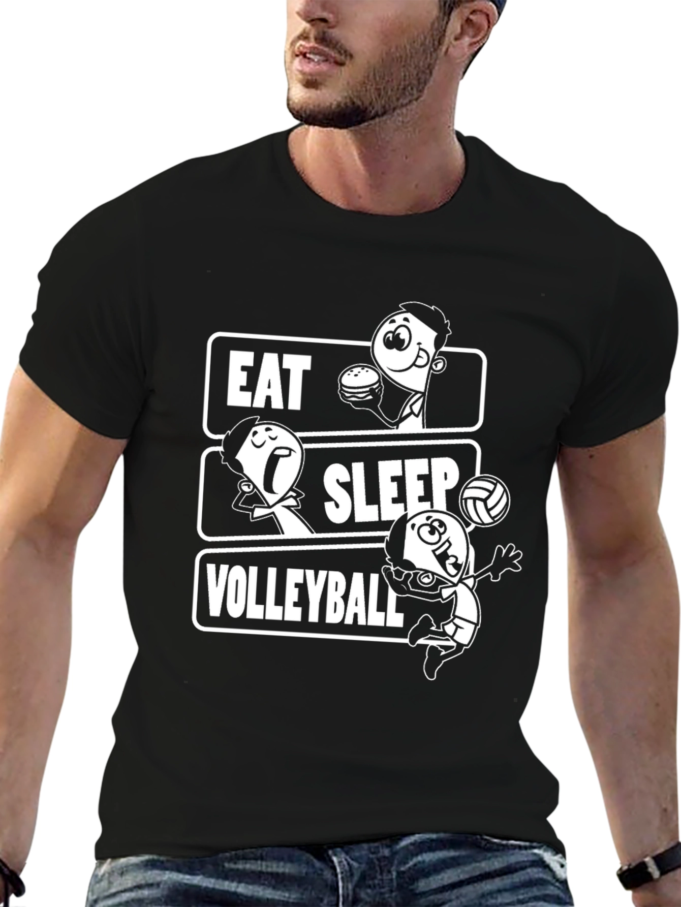Eat Sleep Volleyball Black Graphic Tee