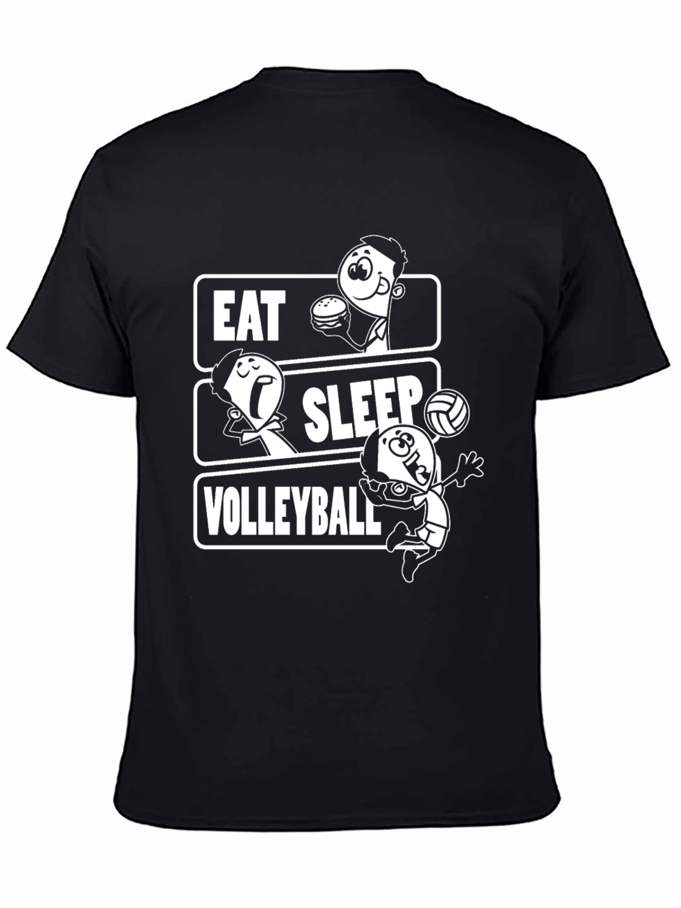 Eat Sleep Volleyball Black Graphic Tee