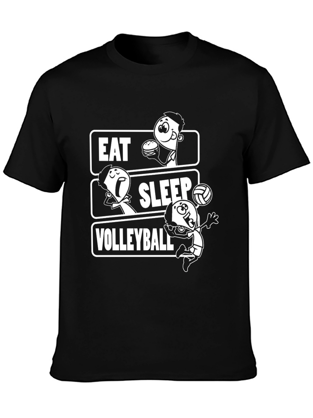 Eat Sleep Volleyball Black Graphic Tee
