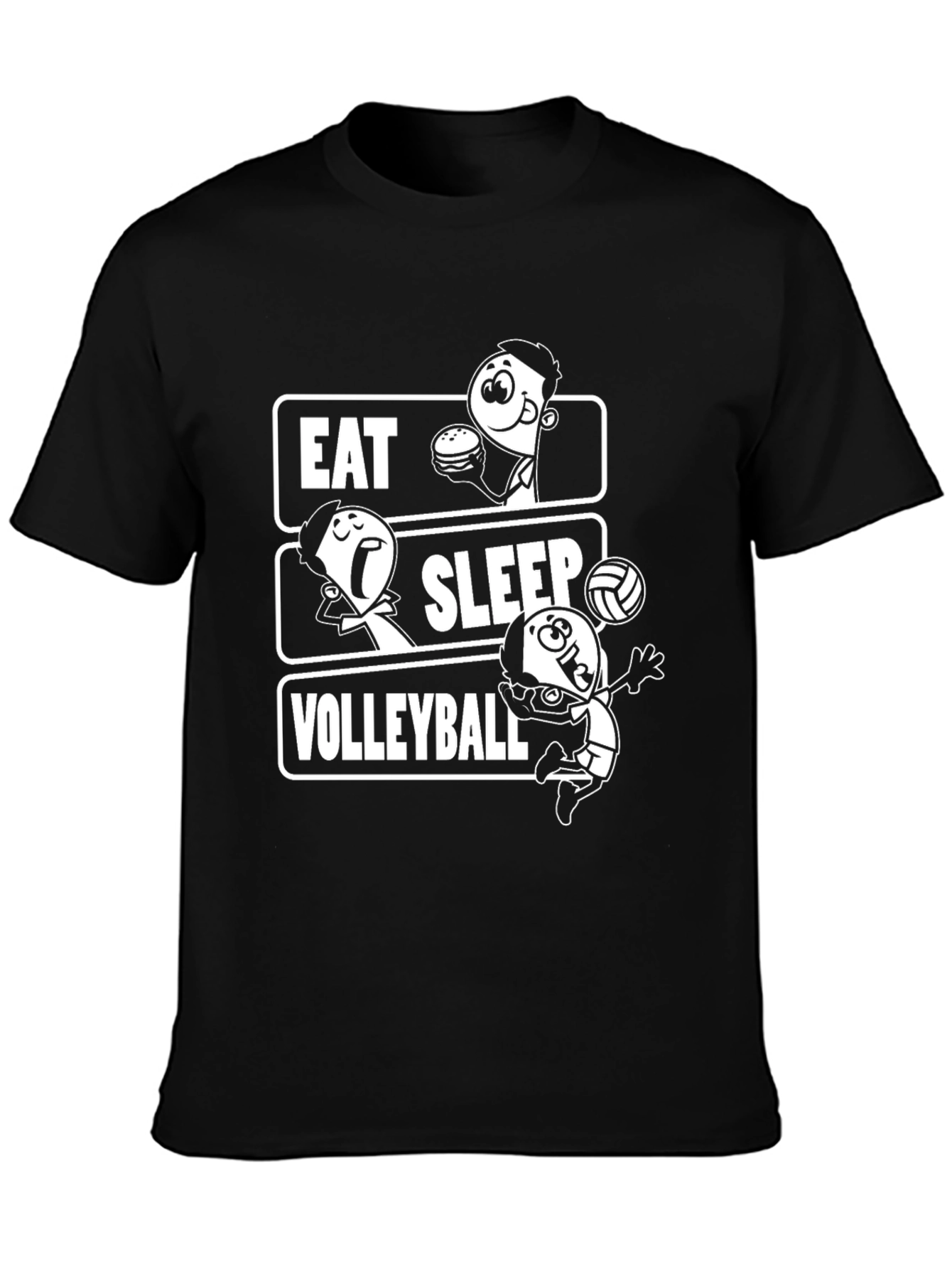 Eat Sleep Volleyball Black Graphic Tee