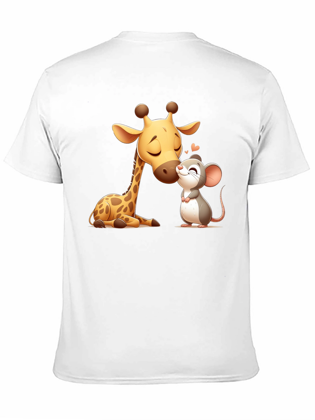 Cute Giraffe and Mouse Black T-Shirt