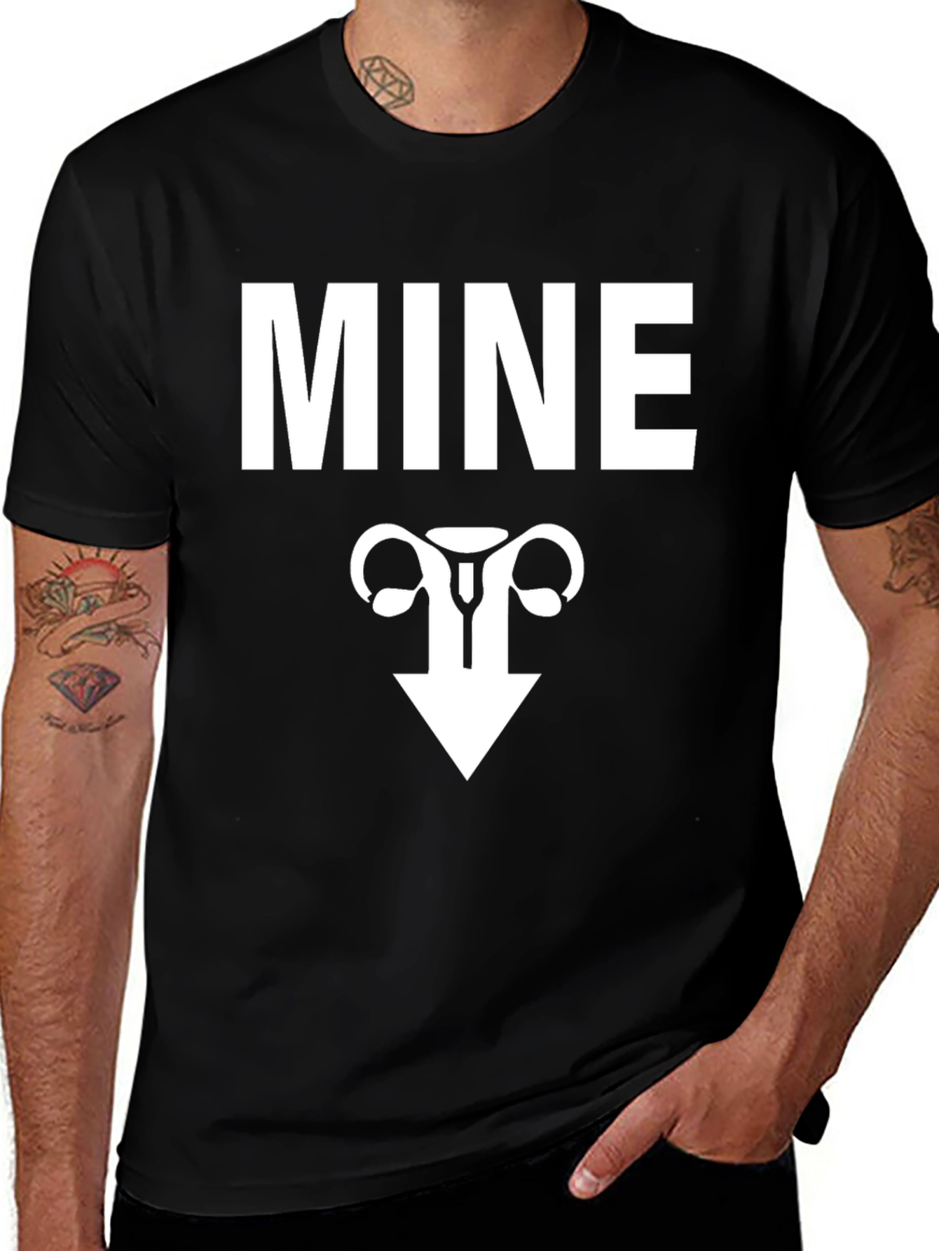 MINE Uterus Funny Graphic Tee - Black