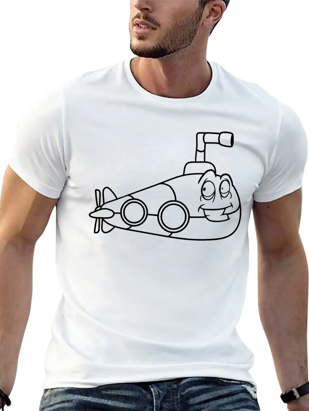 Face Alive Design Cool Submarine Swim Diving Under Essential Cotton Tee For Daily Outfits – Unisex Style