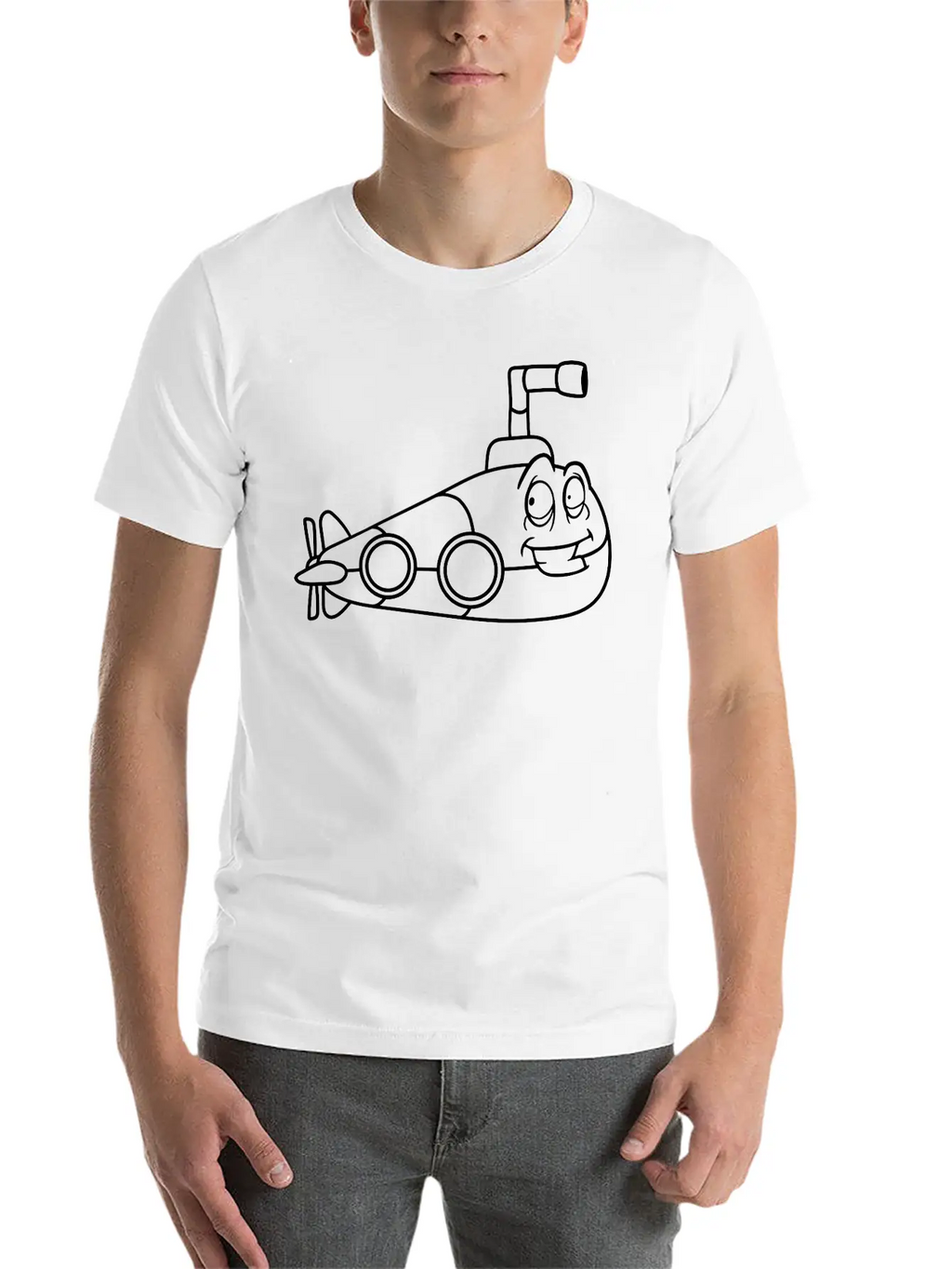 Face Alive Design Cool Submarine Swim Diving Under Essential Cotton Tee For Daily Outfits – Unisex Style