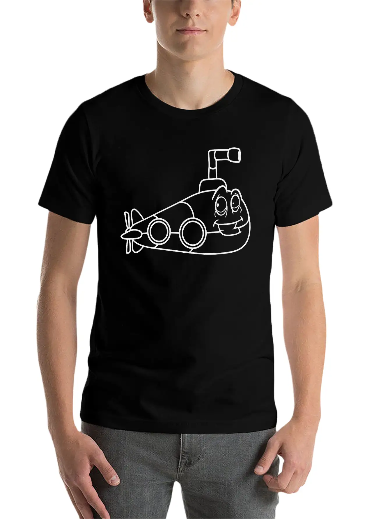 Face Alive Design Cool Submarine Swim Diving Under Essential Cotton Tee For Daily Outfits – Unisex Style