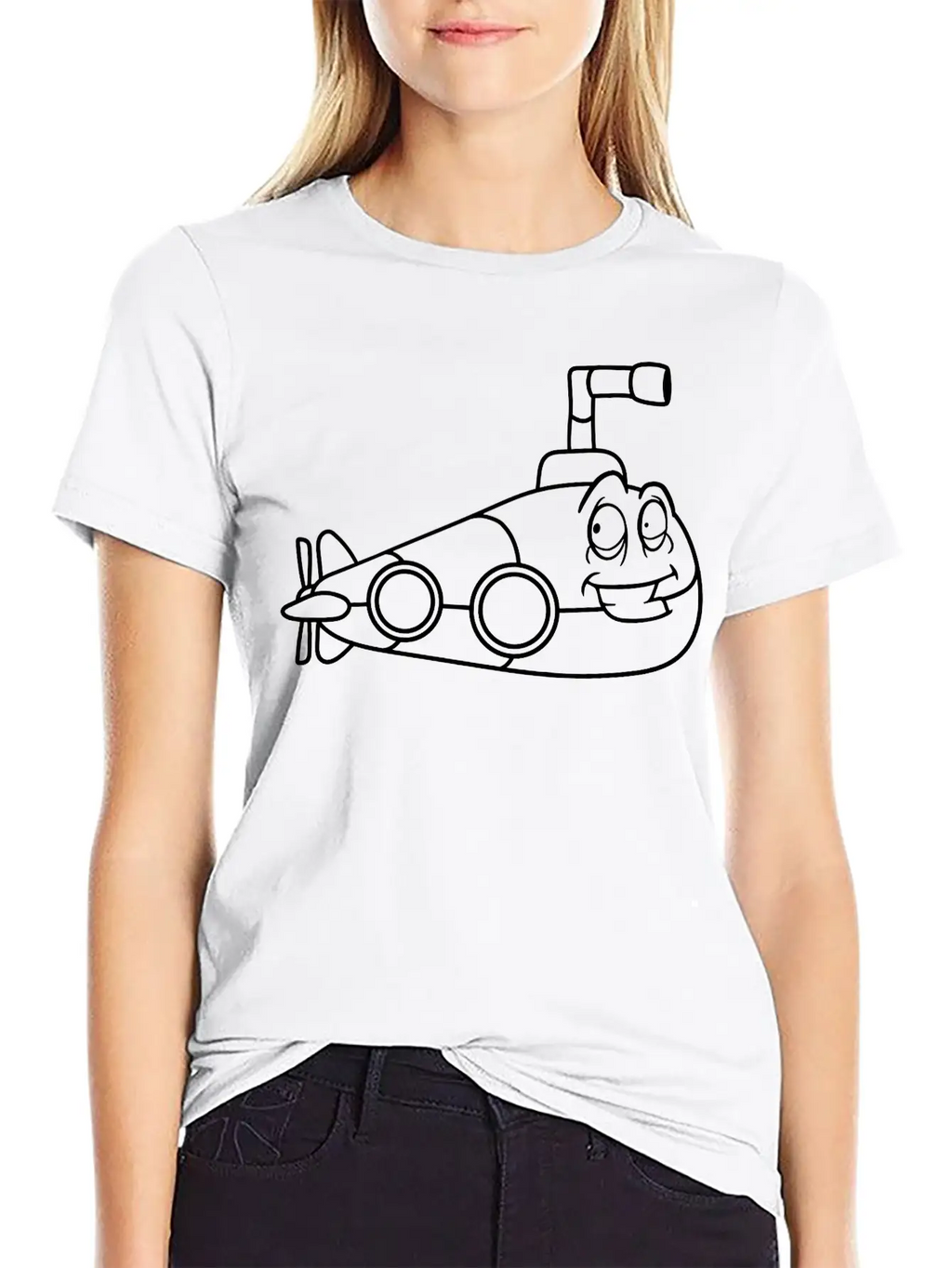Face Alive Design Cool Submarine Swim Diving Under Essential Cotton Tee For Daily Outfits – Unisex Style