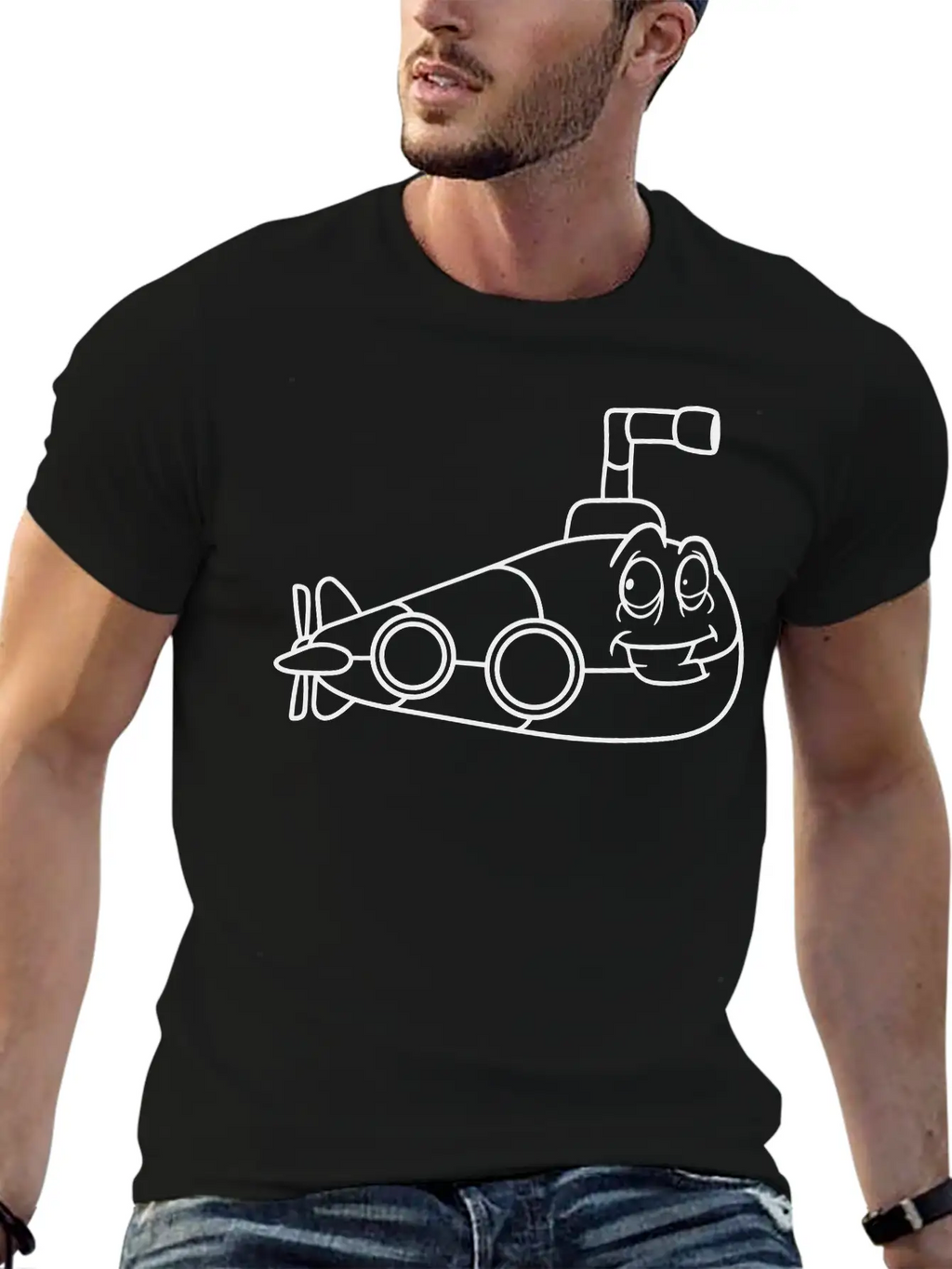 Face Alive Design Cool Submarine Swim Diving Under Essential Cotton Tee For Daily Outfits – Unisex Style