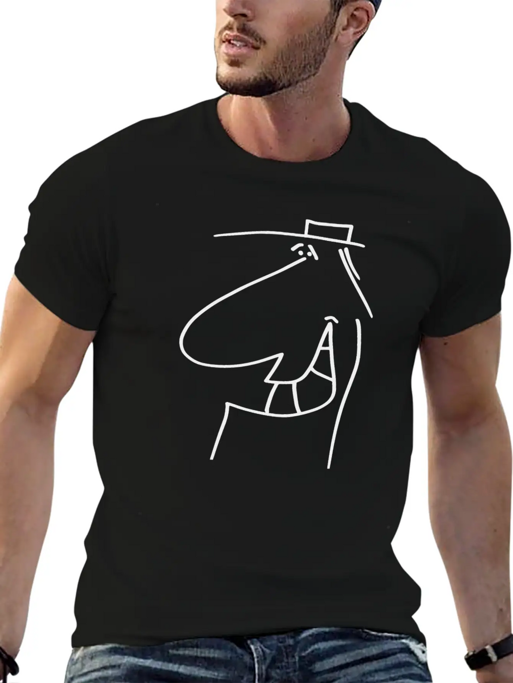 Face Thomas 051 - Pure Matter Of The Head – Black Unisex Short Sleeve Soft Cotton T-Shirt – Casual Everyday Wear