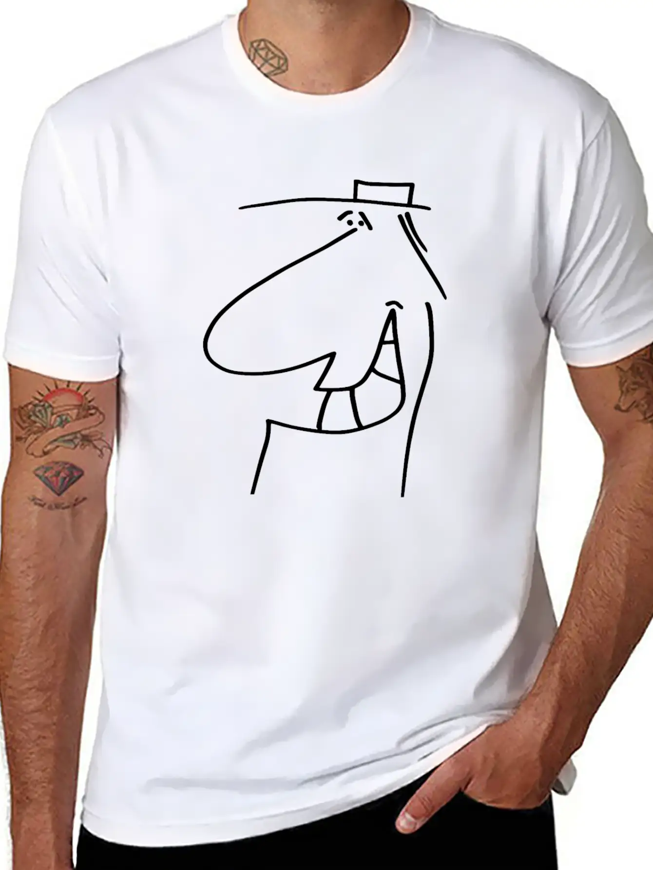 Face Thomas 051 - Pure Matter Of The Head – Black Unisex Short Sleeve Soft Cotton T-Shirt – Casual Everyday Wear