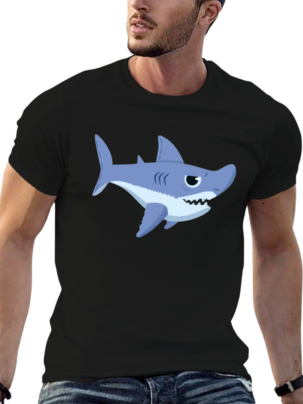Shark Graphic Print Crew Neck T-Shirt