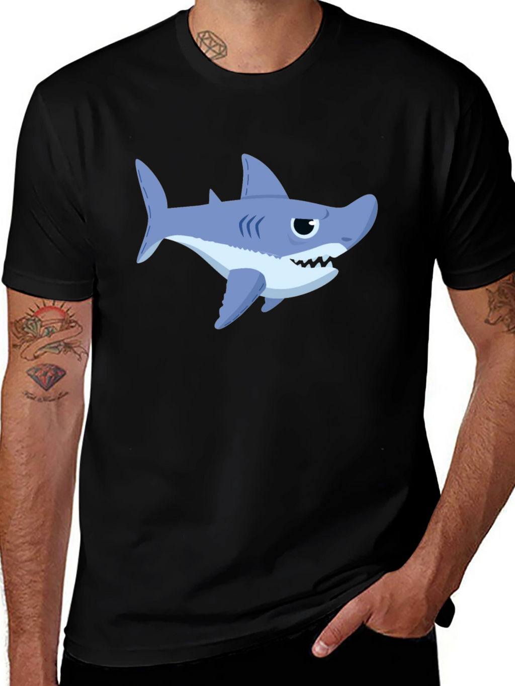 Shark Graphic Print Crew Neck T-Shirt