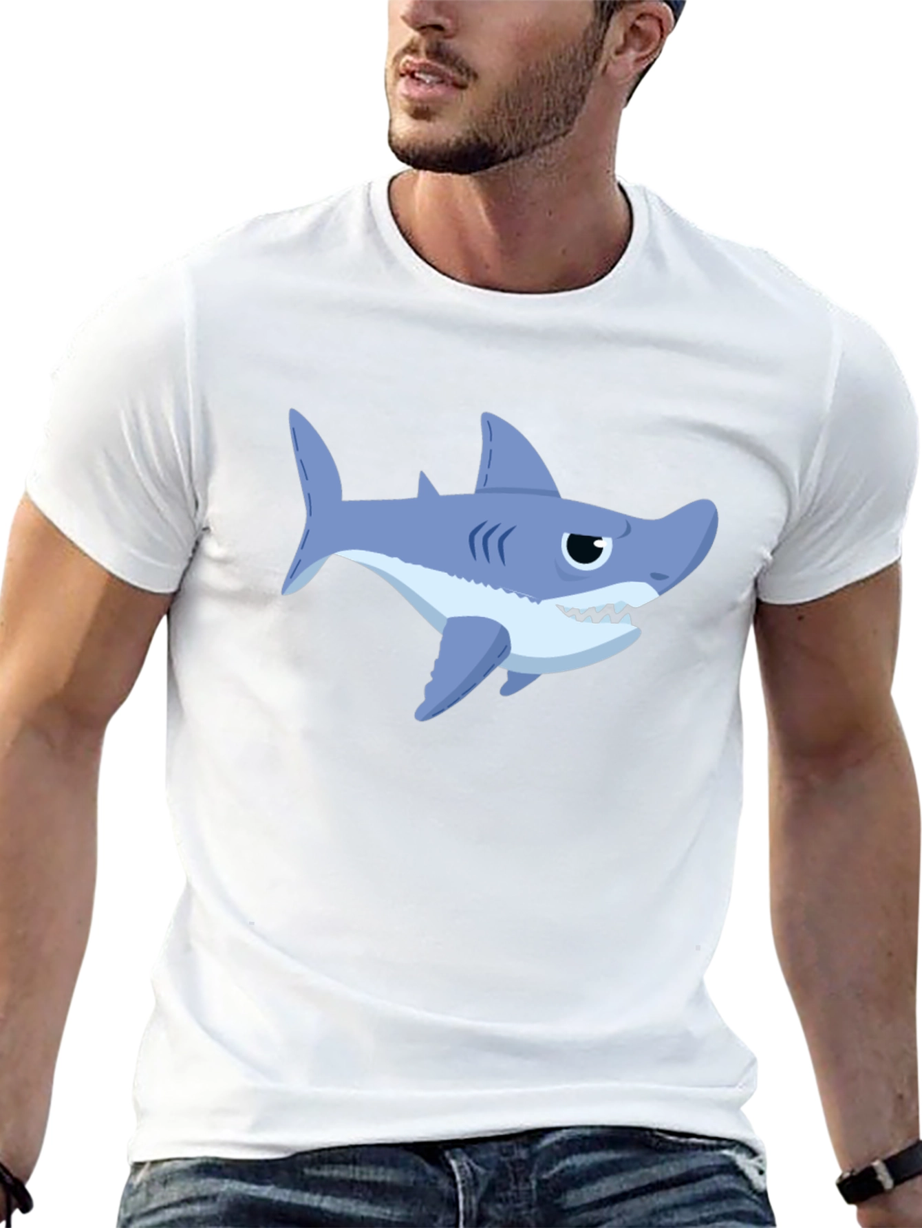 Shark Graphic Print Crew Neck T-Shirt