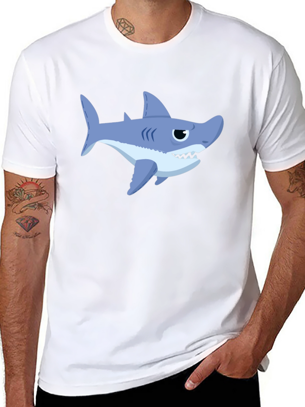 Shark Graphic Print Crew Neck T-Shirt